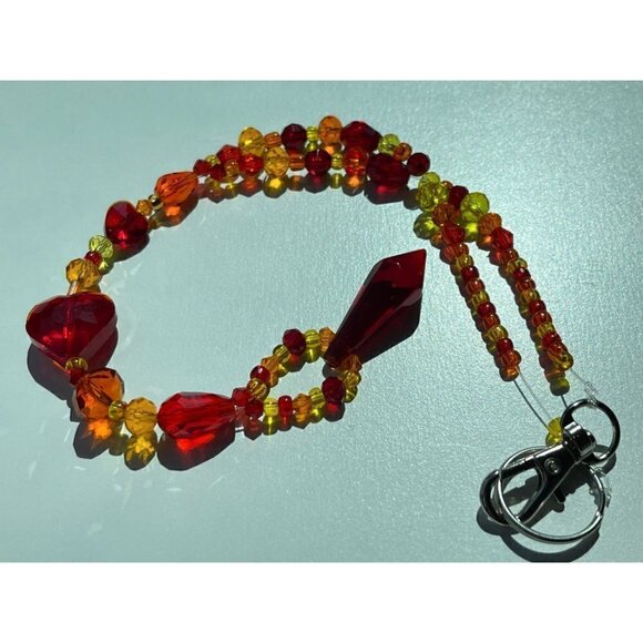 Beaded Suncatcher Rearview Mirror Ornament Yellow Red Crystal Prism Car Charm - Picture 8 of 10